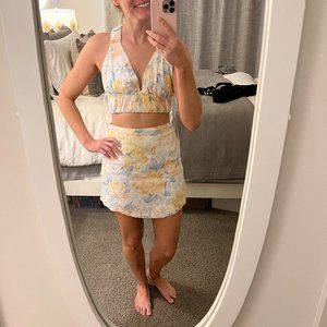 Abercrombie Linen Blend Floral Matching Skirt Set! Size XS